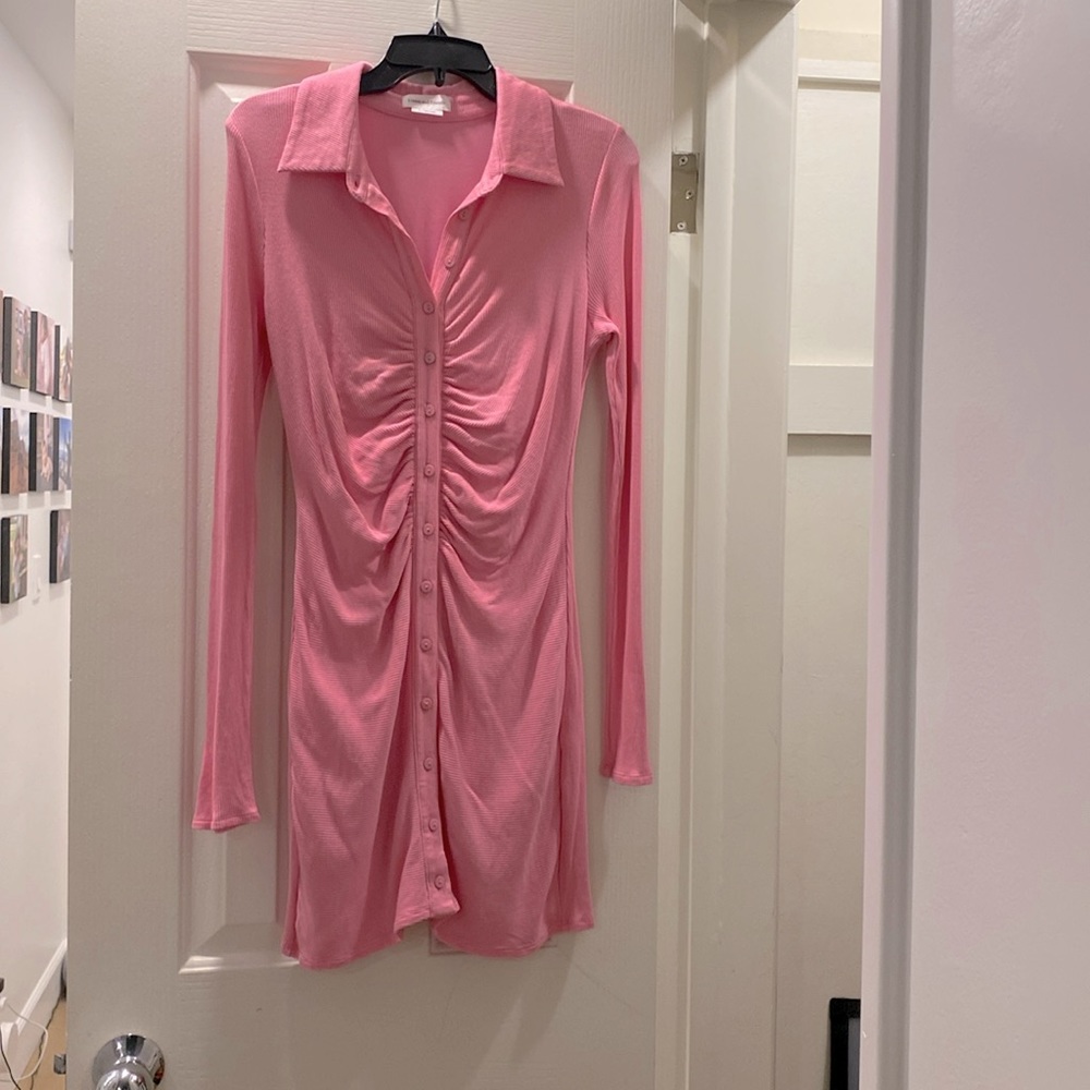 Lovers & Friends Barbie Pink button down fitted mini dress, size M